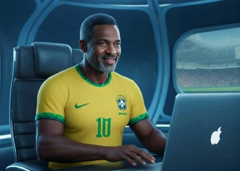 Trader esportivo Brasileiro vestindo a camisa do Brasil