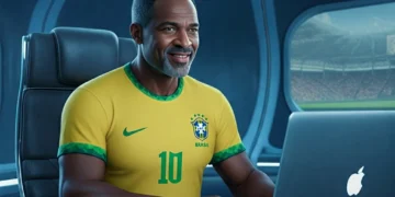 Trader esportivo Brasileiro vestindo a camisa do Brasil