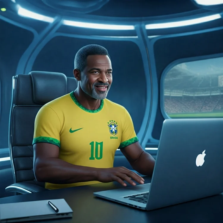 Trader esportivo Brasileiro vestindo a camisa do Brasil